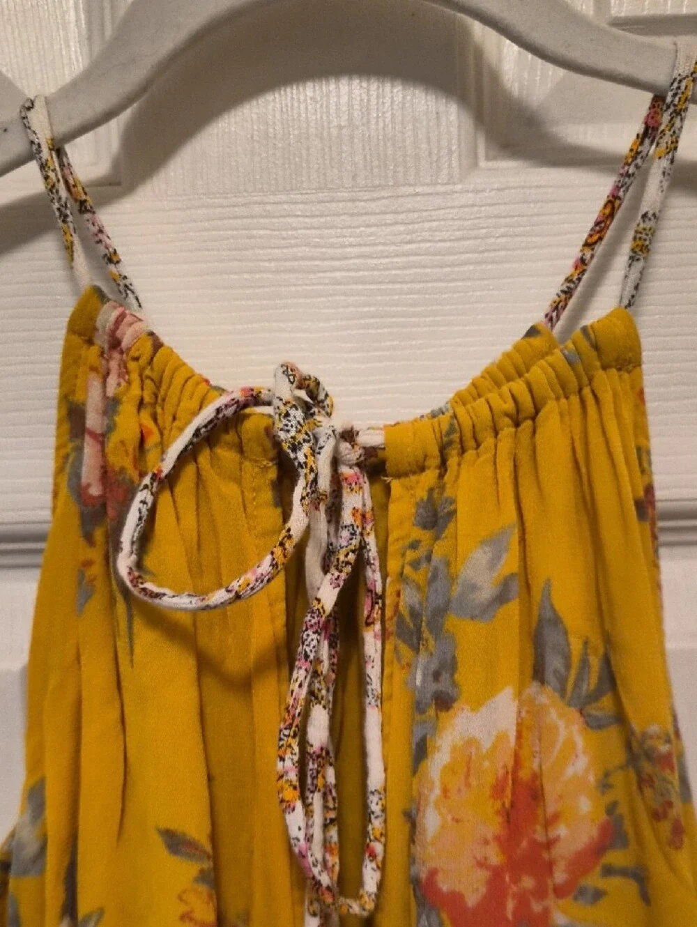Free People Yellow Floral Halter Jumpsuit